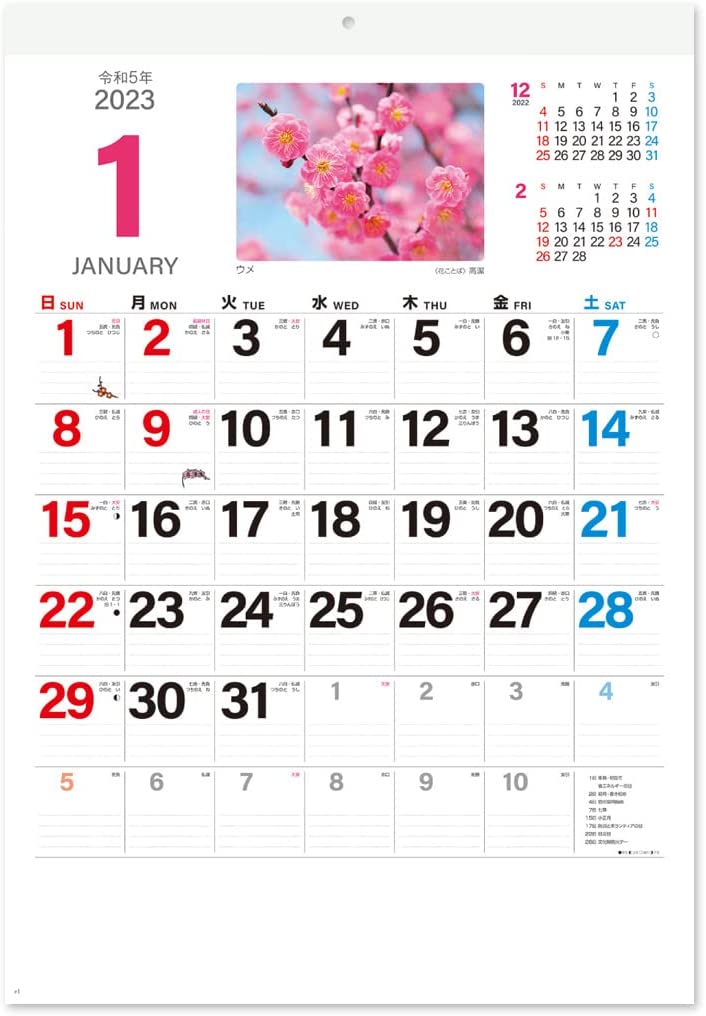 New Japan Calendar 2023 Wall Calendar Flower Language NK139
