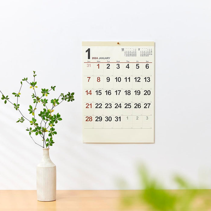 New Japan Calendar 2024 Wall Calendar Cream Memo Monthly Table NK166