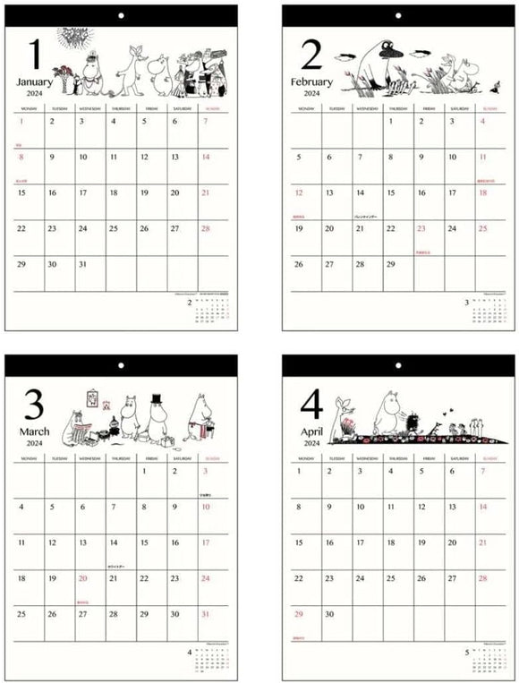 Sun-Star Stationery Moomin 2024 Wall Calendar Moomin S8520186