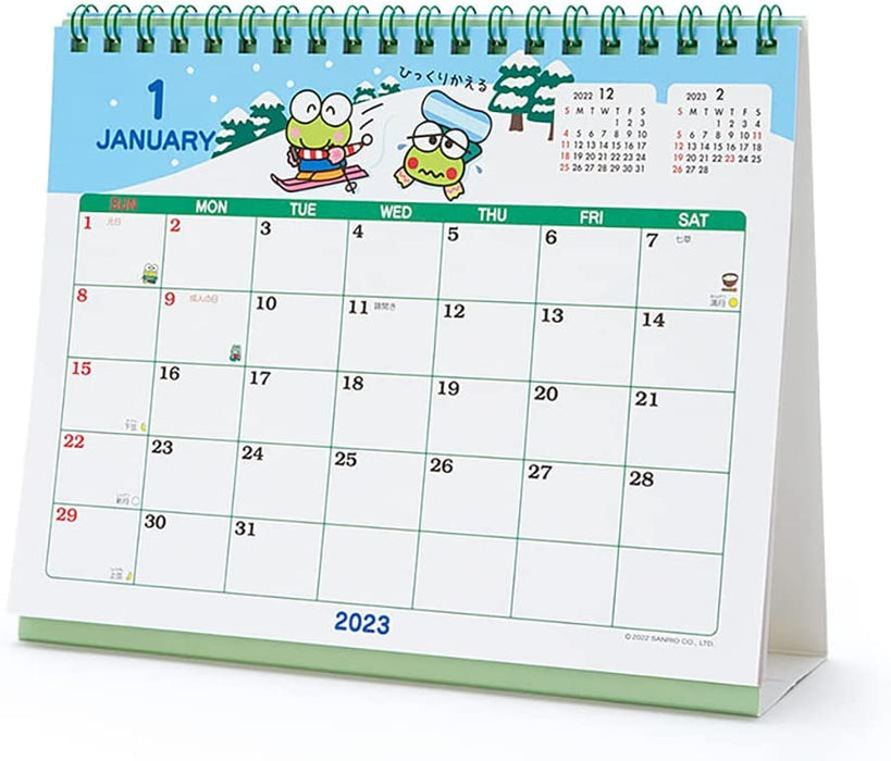 Sanrio 2023 Desktop Calendar Kero Kero Keroppi 3 Months 202975 Green