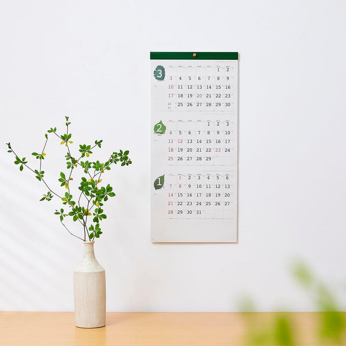 New Japan Calendar 2024 Wall Calendar Green Eco Plan 3 Months Type NK160 610x280mm