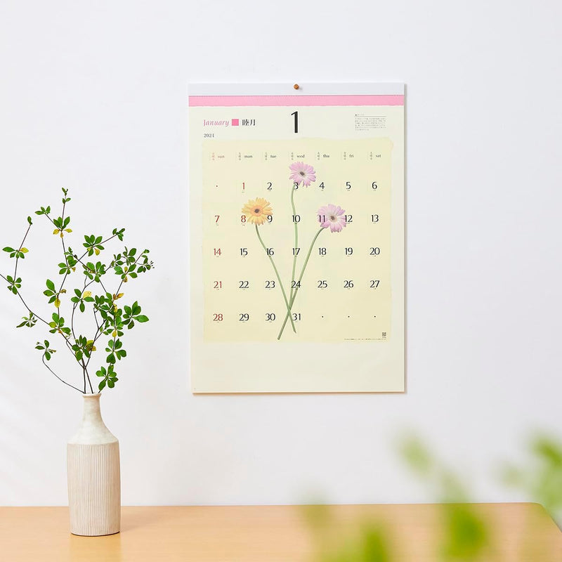 New Japan Calendar 2024 Wall Calendar Dressed Flower NK144 610x425mm