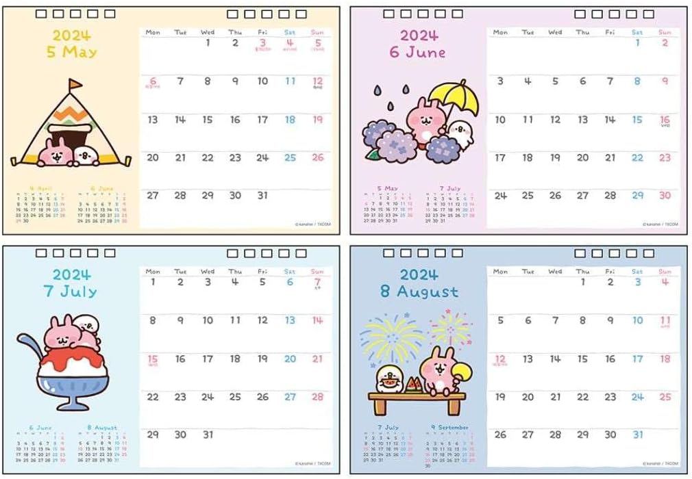 Sun-Star Stationery Kanahei 2024 Desk Calendar Piske & Usagi S8520356