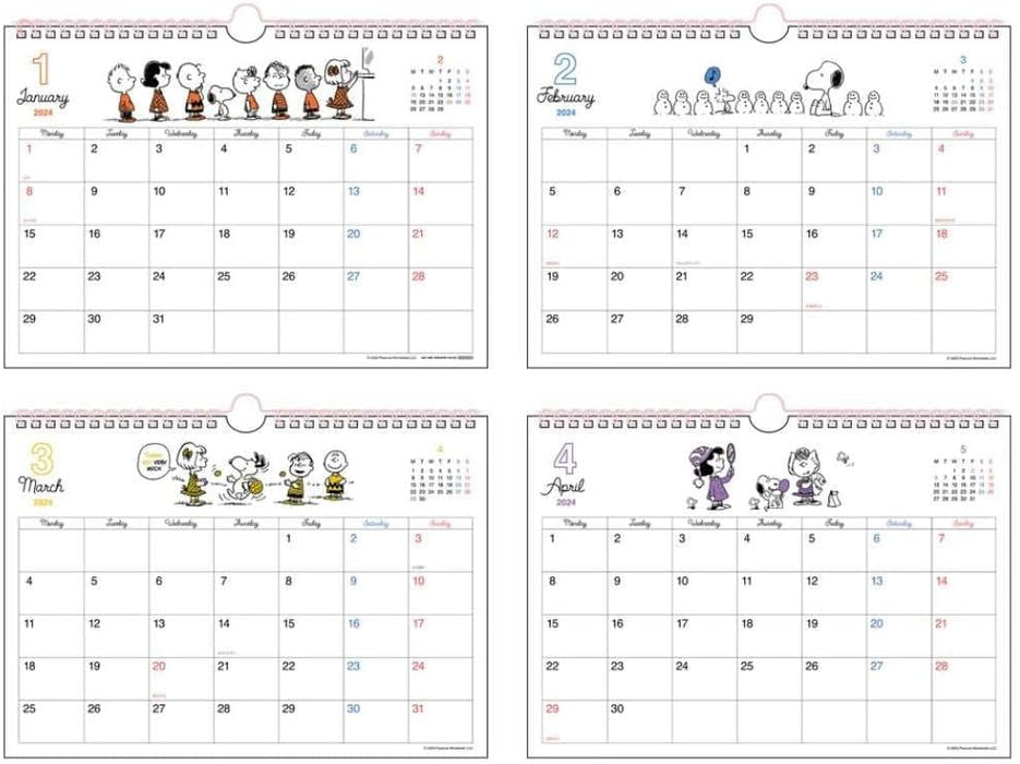 Sun-Star Stationery Snoopy 2024 Wall Calendar Vintage S8520259