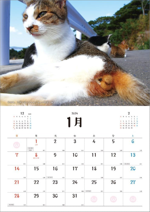 Hagoromo 2024 Wall Calendar Good Luck!! Nyantama CL24-0402