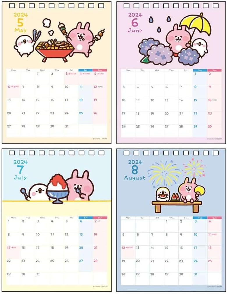 Sun-Star Stationery Kanahei 2024 Desk Calendar Piske & Usagi S8520488