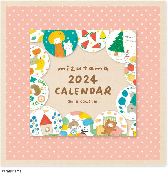 New Japan Calendar 2024 Page-A-Day Calendar mizutama NK4201 90x90mm