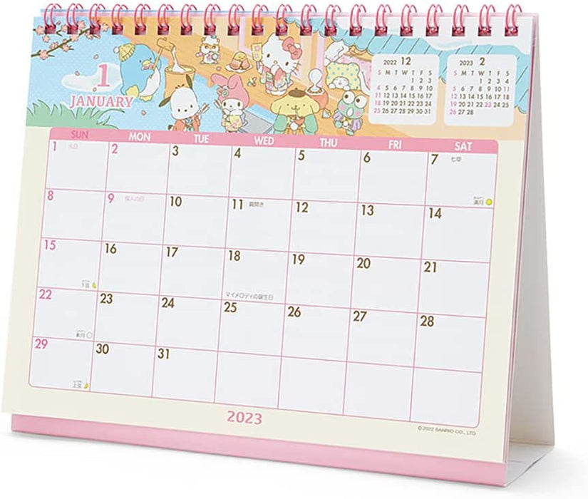 Sanrio 2023 Desktop Calendar 3 Months 203106 Light Blue