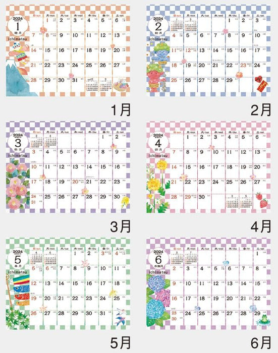 Hagoromo Ichimatsu 2024 Desk Calendar CL24-1012