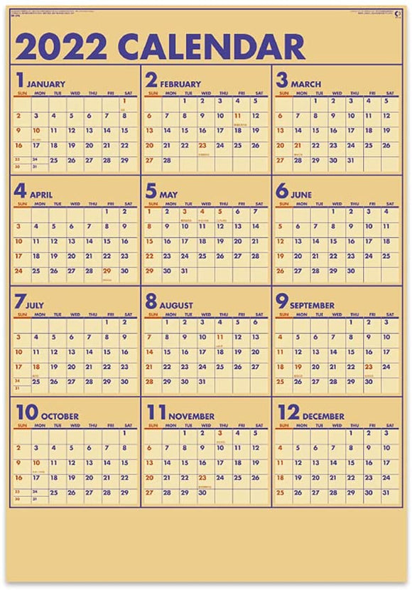 New Japan Calendar 2022 Wall Calendar Craft Plan NK345