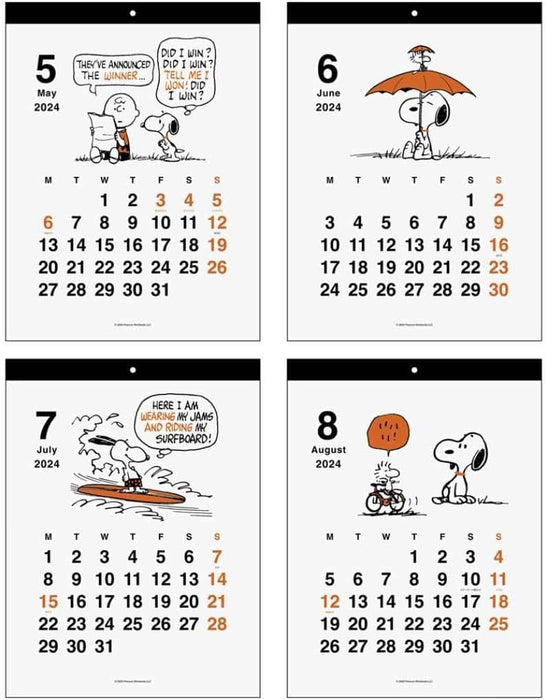 Sun-Star Stationery Snoopy 2024 Wall Calendar Vintage S8520224