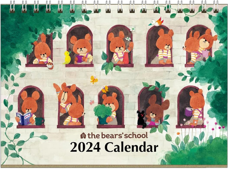 Square The Bear's School (kuma no Gakkou) 2024 Desk Calendar Green KCA-3