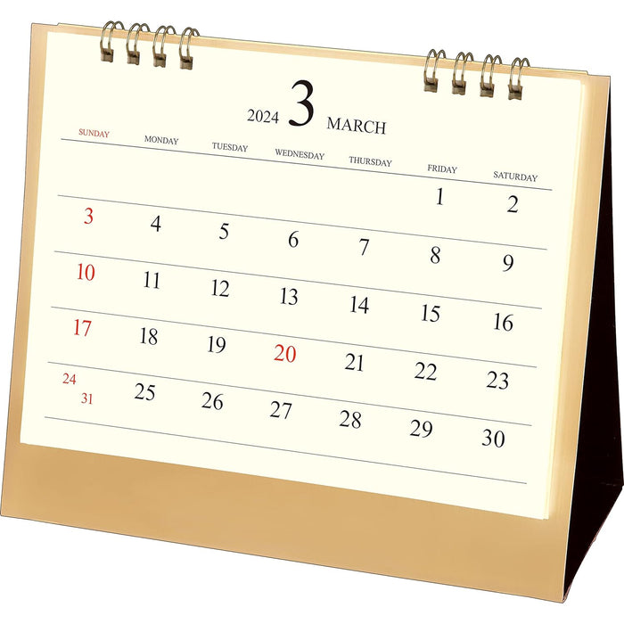 Todan 2024 Desk L Calendar Premium Gold 15.6 x 18cm TD-299