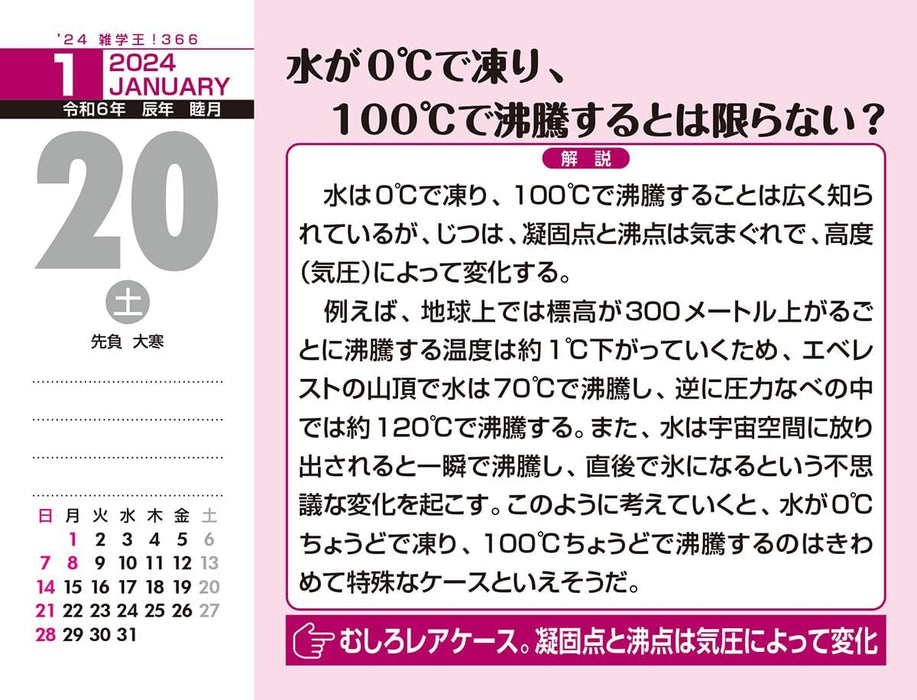 Try-X 2024 Wall Desk Calendar Trivia King! 366 CL-611 13x14cm