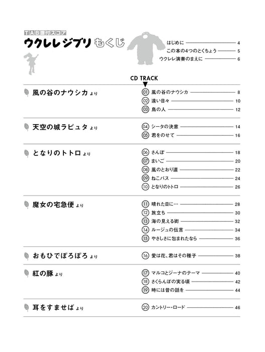 Tablature Score Ukulele Studio Ghibli with Model Performance CD