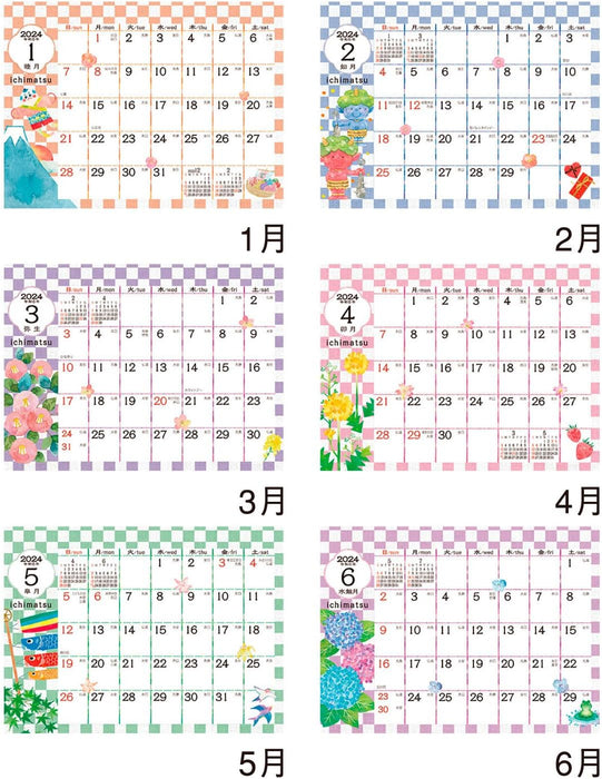 New Japan Calendar 2024 Desk Calendar Ichimatsu NK567