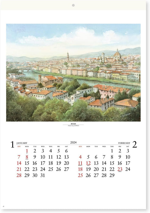 New Japan Calendar 2024 Wall Calendar European Walkway NK121 610x425mm