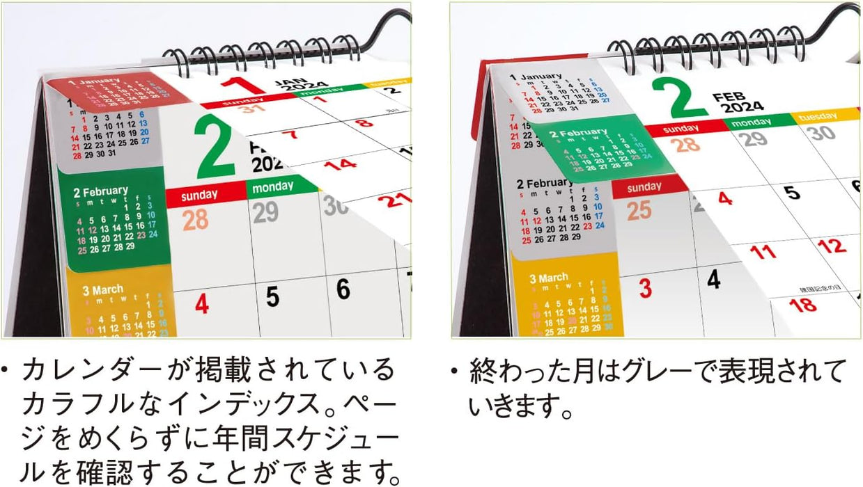 New Japan Calendar 2024 Desk Calendar Color Index Large NK8541