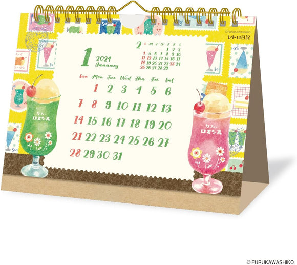 New Japan Calendar 2024 Desk Calendar Furukawashiko Retro Diary NK4106