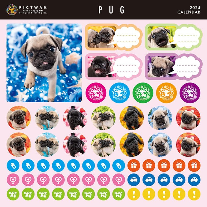 PICTWAN 2024 Calendar S Edition Pug S040