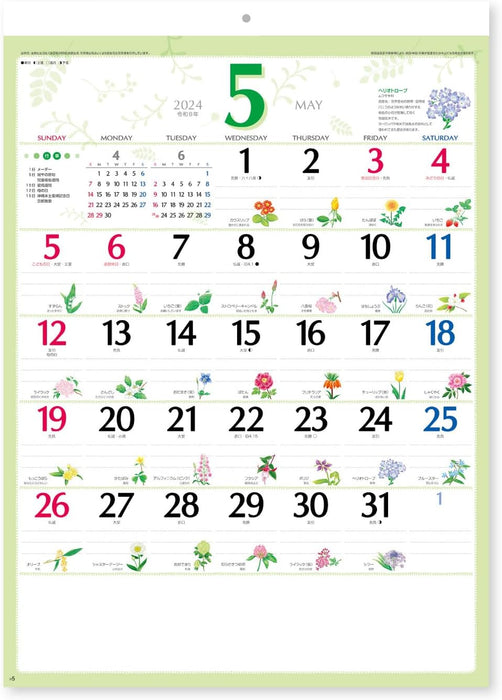 New Japan Calendar 2024 Wall Calendar Flower Diary NK108