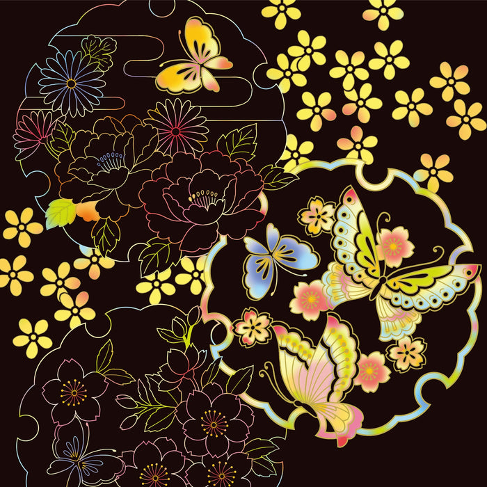 Scratch Art for Balancing the Autonomic Nervous System: Elegant Japanese Floral Patterns