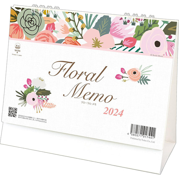 Todan 2024 Desk L Calendar Floral Memo 15.6 x 18cm TD-273
