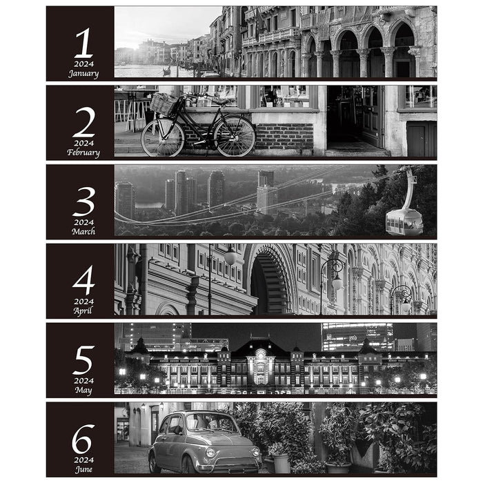 Todan 2024 Desk L Calendar Monochrome City 15.6 x 18cm TD-272