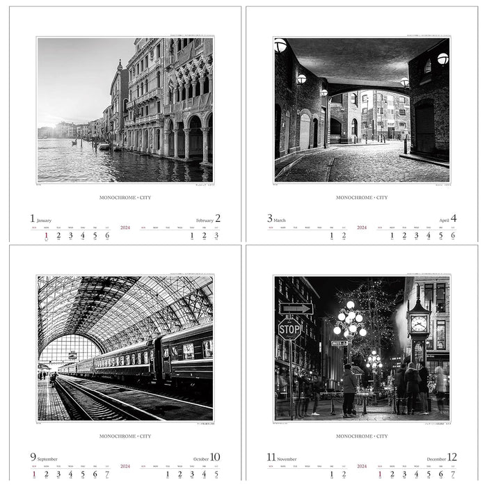 Todan 2024 Wall Calendar Monochrome City 60.8 x 42.5cm TD-710