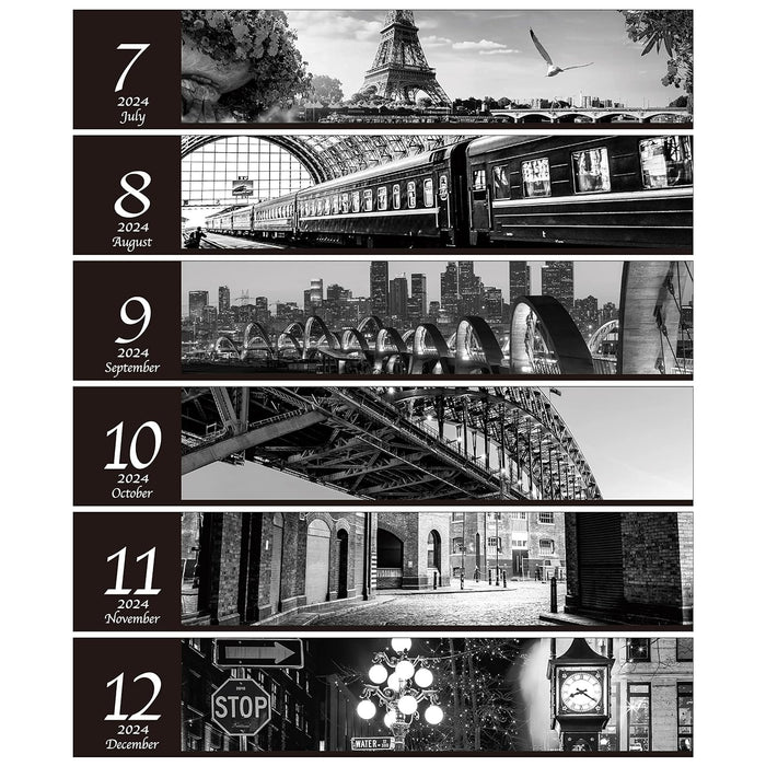 Todan 2024 Desk L Calendar Monochrome City 15.6 x 18cm TD-272