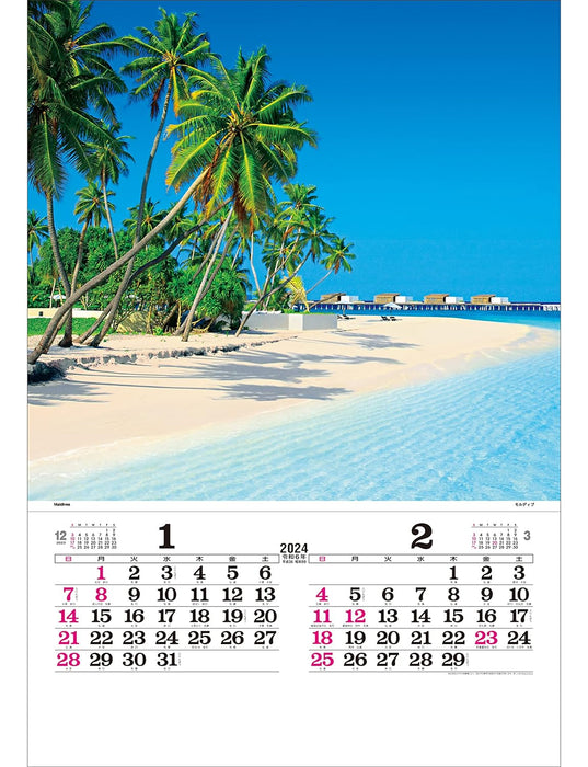 Todan 2024 Wall Calendar Marine Blue Tohan DX Film 75 x 50.4cm TD-527