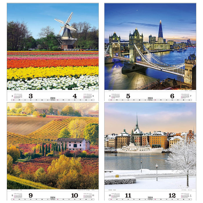 Todan 2024 Wall Calendar Poetical Scenery of the World Tohan DX Film 75 x 50.4cm TD-522