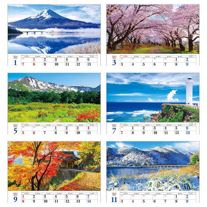 Todan 2024 Wall Calendar Beautiful Japan 52.7 x 38cm TD-900