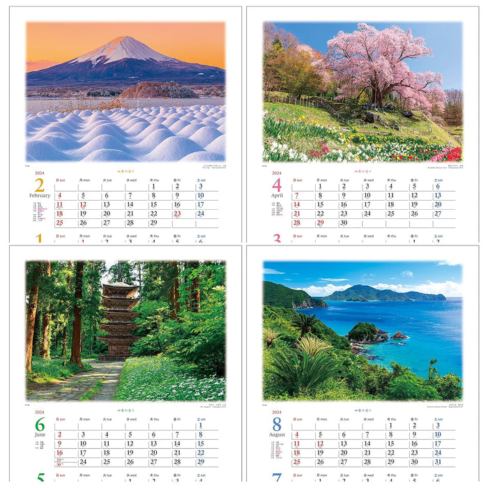 Todan 2024 Wall Calendar The Fragrance of the Four Seasons (Perforated 2-Month) 60.8 x 42.5cm TD-702